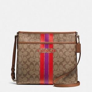 COACH (NEW) Varsity Stripe File Bag in Signature Coated Canvas (F38402)